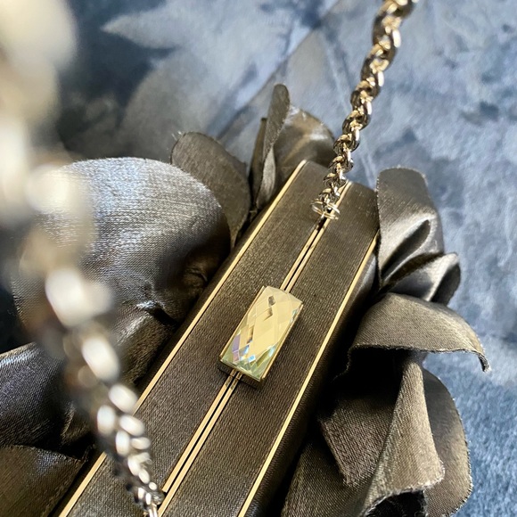 Sondra Roberts Shiny Charcoal Gray Evening Bag - Picture 2 of 7